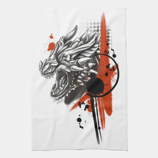 Dragon Face Trash Polka Theedoek (Verticaal)