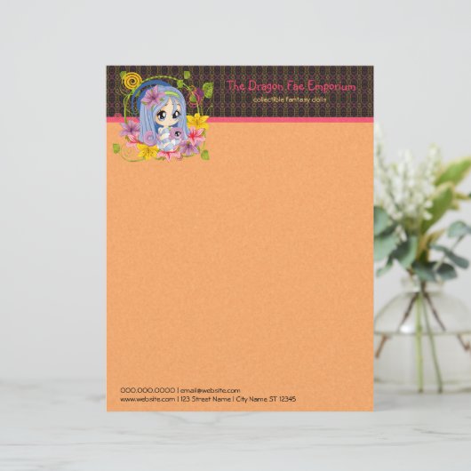 Dragon Fae Briefhoofd Sjabloon (Staand voorkant)