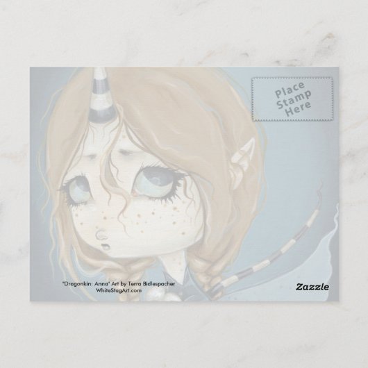 Dragon Fairy briefkaart blue (Achterkant)