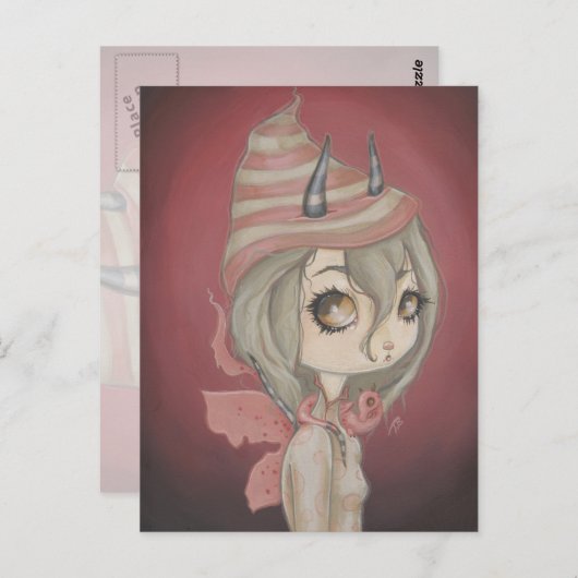 Dragon fairy briefkaart roze (Voorkant / Achterkant)