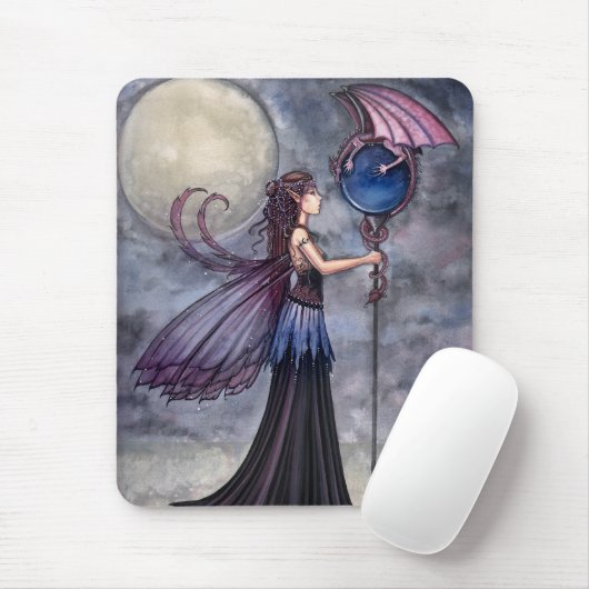 Dragon Fairy Mousepad beroemd gemaakt door Molly H Muismat (Met muis)