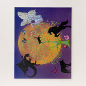 Dragon Fairy Unicorn Fantasy Tree en Full Moon Legpuzzel (Verticaal)