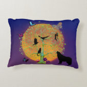 Dragon Fairy Unicorn Fantasy Tree en Full Moon T Accent Kussen (Achterkant)