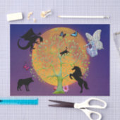 Dragon Fairy Unicorn Fantasy Tree en Full Moon Tissuepapier (Craft)