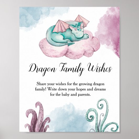 Dragon Family wenst Dragon Baby shower advies Poster (Voorkant)
