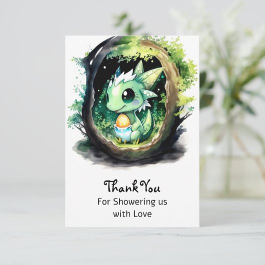 Dragon Fantasy Baby shower Bedankkaart (Staand voorkant)