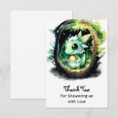 Dragon Fantasy Baby shower Bedankkaart (Voorkant / Achterkant)