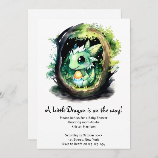 Dragon Fantasy Baby shower Kaart (Voorkant / Achterkant)