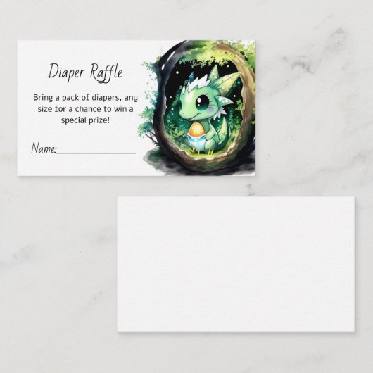Dragon Fantasy Baby shower Luier Raffle Informatiekaartje (Voorkant / Achterkant)