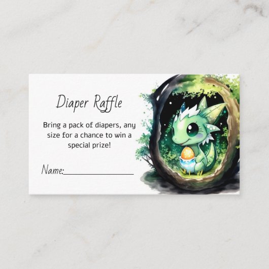 Dragon Fantasy Baby shower Luier Raffle Informatiekaartje (Voorkant)