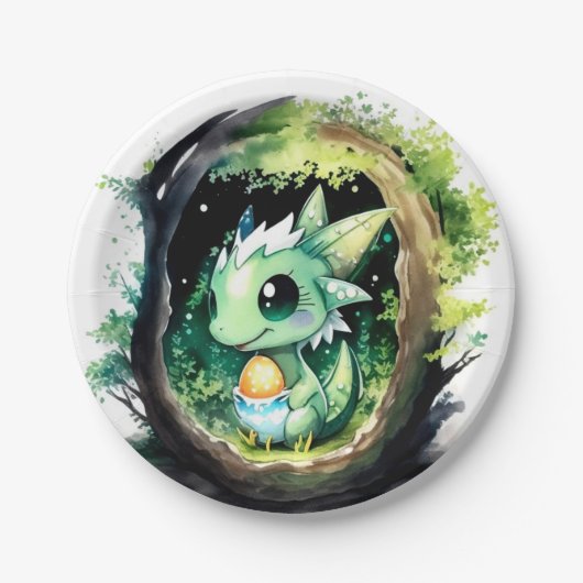 Dragon Fantasy Baby shower Papieren Bordje (Voorkant)