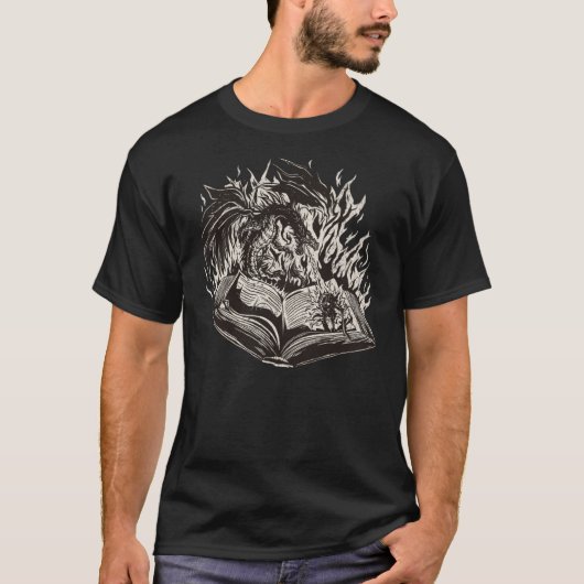 Dragon Fantasy Book Reading Knight Fantasy T-shirt (Voorkant)