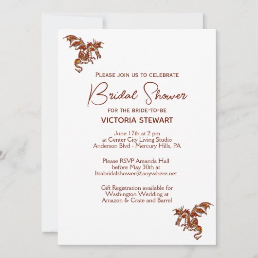Dragon Fantasy Bridal Shower Kaart (Voorkant)