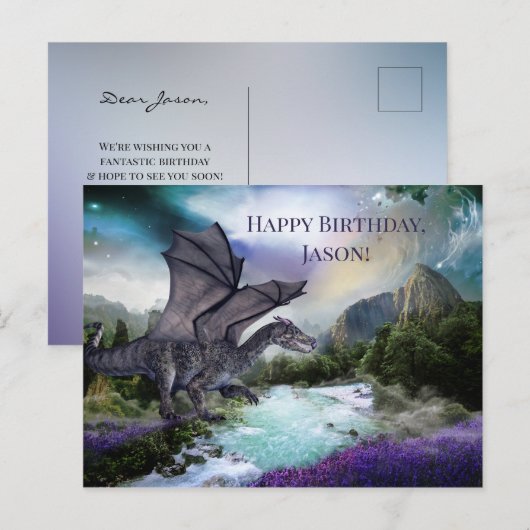 Dragon Fantasy Child Birthday Briefkaart (Voorkant / Achterkant)