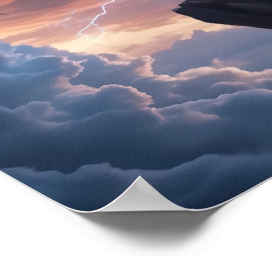 Dragon Fantasy Cliff Lightning Poster (Hoek)