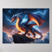 Dragon Fantasy Cliff Lightning Poster (Voorkant)