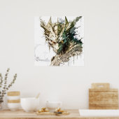 Dragon Fantasy Dierenschilderij Wildlife Outdoors Poster (Keuken)