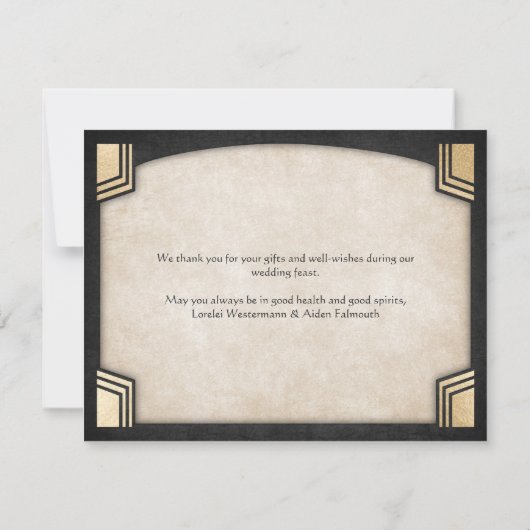 Dragon Fantasy Modern Deco Wedding Bedankkaart (Achterkant)