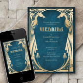 Dragon Fantasy Modern Deco Wedding Kaart