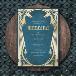 Dragon Fantasy Modern Deco Wedding Kaart