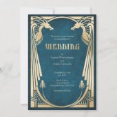 Dragon Fantasy Modern Deco Wedding Kaart (Voorkant)