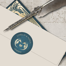 Dragon Fantasy Modern Deco Wedding Ronde Sticker