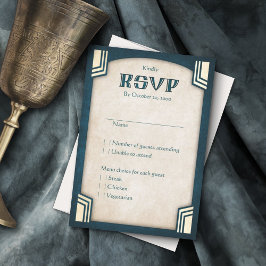 Dragon Fantasy Modern Deco Wedding RSVP Kaartje