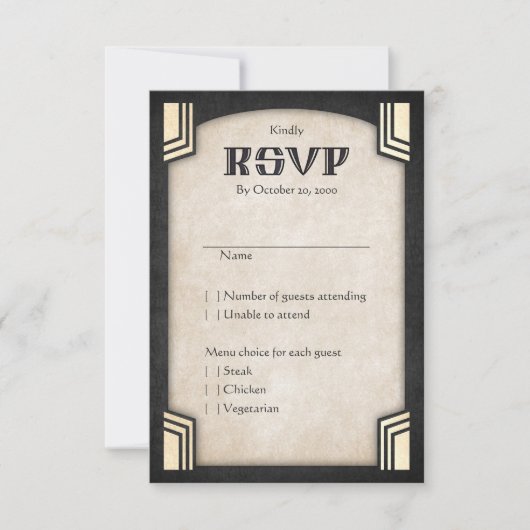 Dragon Fantasy Modern Deco Wedding RSVP Kaartje (Voorkant)
