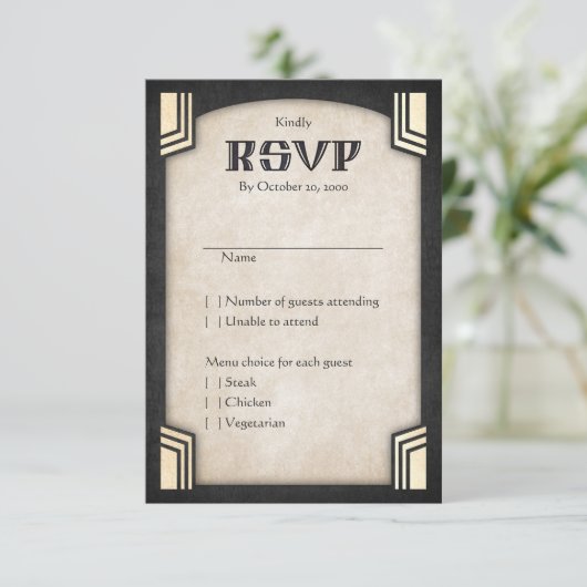 Dragon Fantasy Modern Deco Wedding RSVP Kaartje (Staand voorkant)