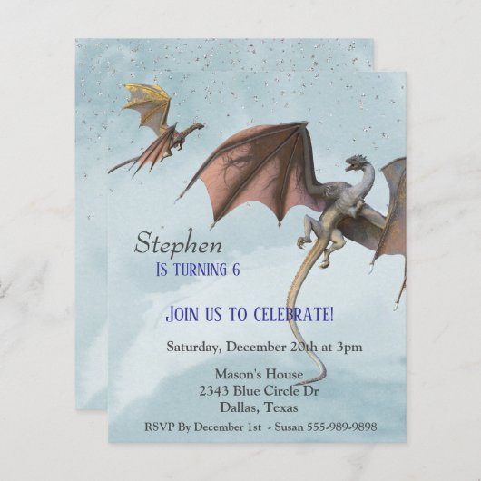 Dragon Fantasy Serpent Birthday Party Budget (Voorkant / Achterkant)