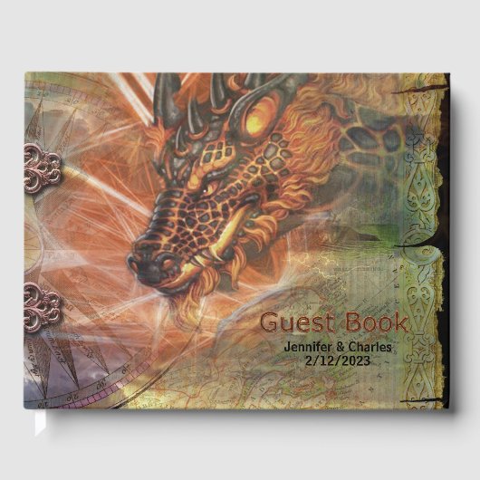 Dragon Fantasy Wedding Guest Book Gastenboek (Voorkant)
