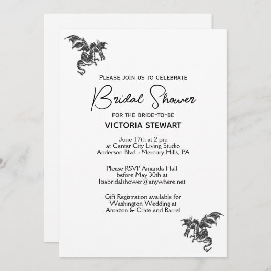 Dragon Fantasy White Vrijgezellenfeest Kaart (Voorkant / Achterkant)