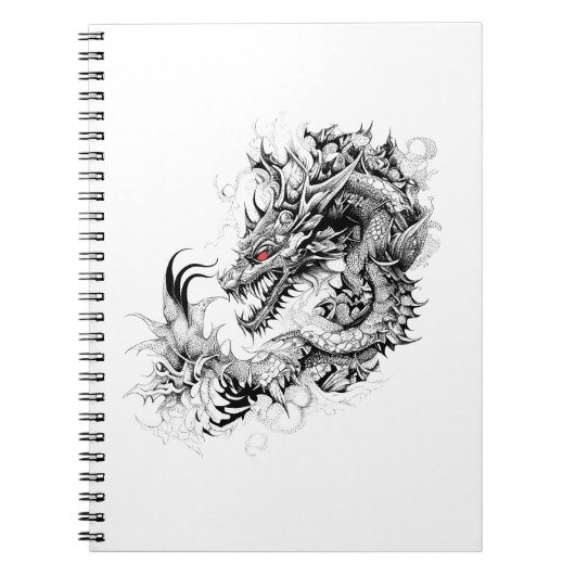 Dragon Fantasy Wild Animal Illustration Art Tattoo Notitieboek (Voorkant)