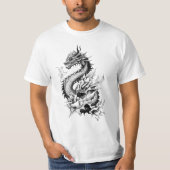 Dragon Fantasy Wild Animal Illustration Art Tattoo T-shirt (Voorkant)
