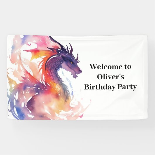 Dragon Fantasyland Avontuur Verjaardagsbanner Spandoek (Horizontaal)