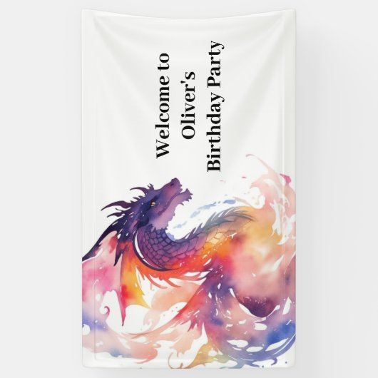 Dragon Fantasyland Avontuur Verjaardagsbanner Spandoek (Verticaal)