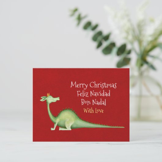 Dragon: Feliz navidad ・ Bon nadal ・ Kerstmis Briefkaart (Staand voorkant)