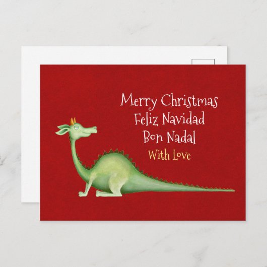 Dragon: Feliz navidad ・ Bon nadal ・ Kerstmis Briefkaart (Voorkant / Achterkant)