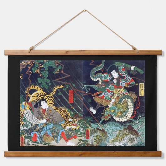 Dragon Fights Tiger, Toyokuni, Ukiyo-e Hangend Wandkleed (Voorkant)