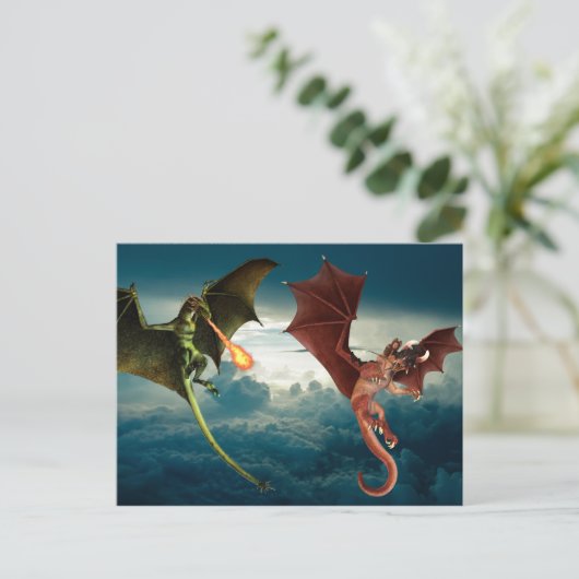 Dragon Fire Battle Fantasy Briefkaart (Staand voorkant)