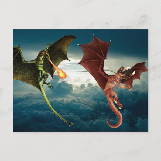 Dragon Fire Battle Fantasy Briefkaart (Voorkant)