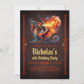Dragon Fire Boys Fantasy Birthday Invitation Kaart (Voorkant)