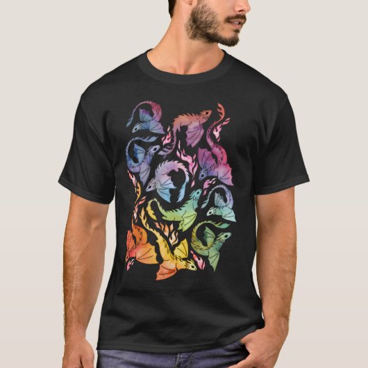 Dragon Fire Dark Rainbow T-shirt (Voorkant)