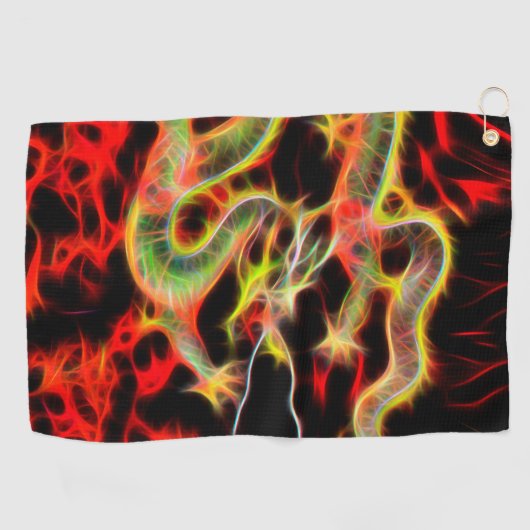 Dragon Fire Decor op een Golfhanddoek (Horizontaal)