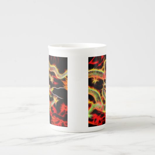 Dragon Fire decor op Lucky Energy Porselein Kop (Voorkant)