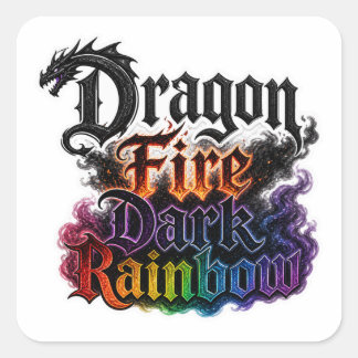 Dragon Fire Donkere Regenboog Typografie Sticker