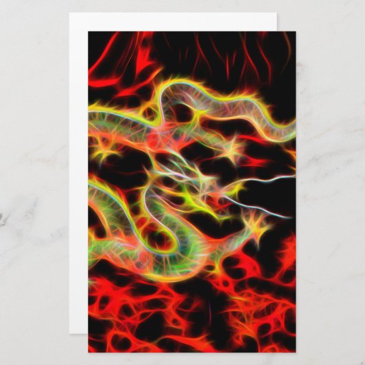 Dragon Fire on Lucky Energy Briefpapier (Voorkant / Achterkant)
