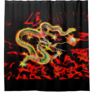 Dragon Fire op Lucky Energy-ontwerp Douchegordijn