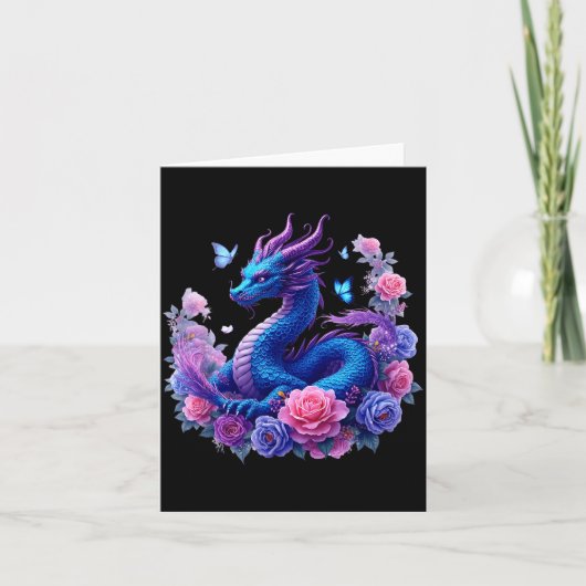 Dragon Flowers Beautiful Art Colorful Graphic Kaart (Voorkant)