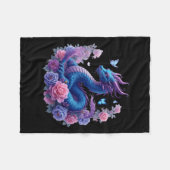 Dragon Flowers Mooie Kunst Kleurrijke Grafiek Fleece Deken (Voorkant (Horizontaal))